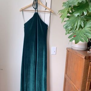 Reformation green velvet halter dress